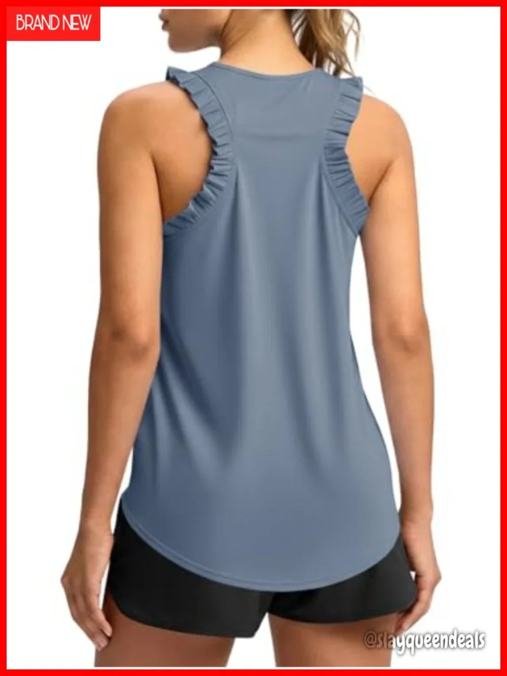 Fisoew Ruffle Sleeveless Workout Tank Top Loose Fit Athletic Yoga